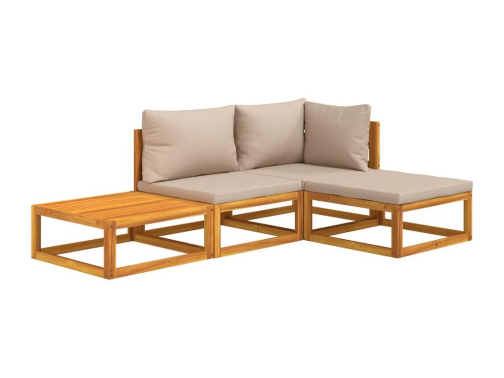4-piece garden furniture set with cushions, Nobellea solid wood, IHEJ21347