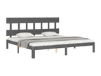 Grey bed frame without mattress, 200x200 cm, solid pine wood, IWLY43554