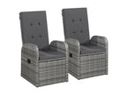 2pc Garden Reclining Chair and Cushions, Wicker Resin, Grey QQYK59647