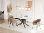 Nobellea Extendable Dining Table - Seats 6 to 8 - Ceramic/Tempered Glass - White Marble Effect by Nobellea CUXN80456