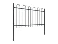 Garden fence with hoop top, Steel, 13.6 x 1 m, Black, FQGQ60612