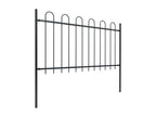 Garden fence with hoop top, Steel, 13.6 x 1 m, Black, FQGQ60612