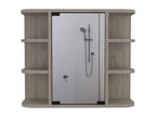 Dekonao melamine medicine cabinet with mirror and shelves, 50 cm x 60 cm x 19 cm, Grey/Silver OYEB64329