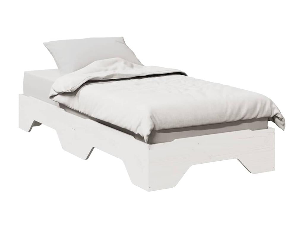Stackable white bed frame without mattress, 100x200cm, solid wood EFNW06780