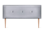 Boisona Smooth Faux Leather Headboard with Buttons 135x105cm with Legs for 120/135cm Beds - Silver CVVZ21389