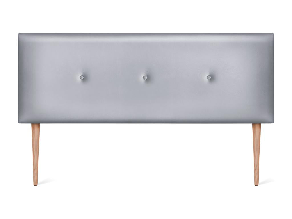 Boisona Smooth Faux Leather Headboard with Buttons 135x105cm with Legs for 120/135cm Beds - Silver CVVZ21389