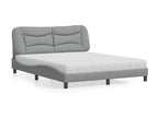 Bed with light grey mattress 160x200 cm fabric PFFT90433