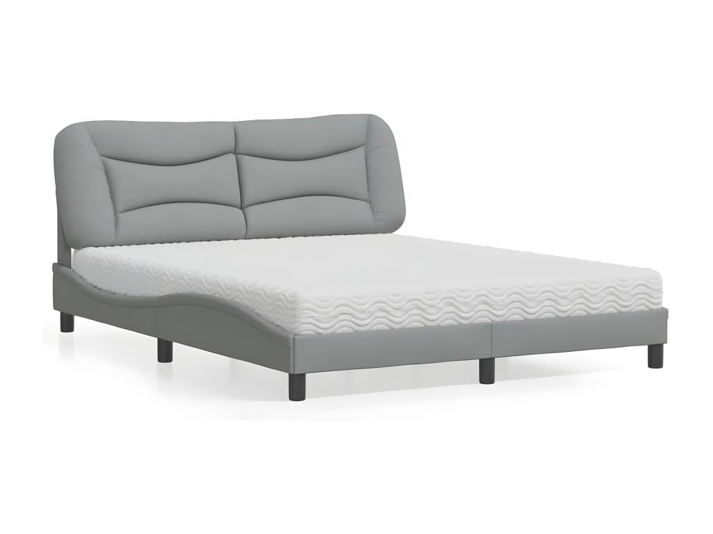 Bed with light grey mattress 160x200 cm fabric PFFT90433