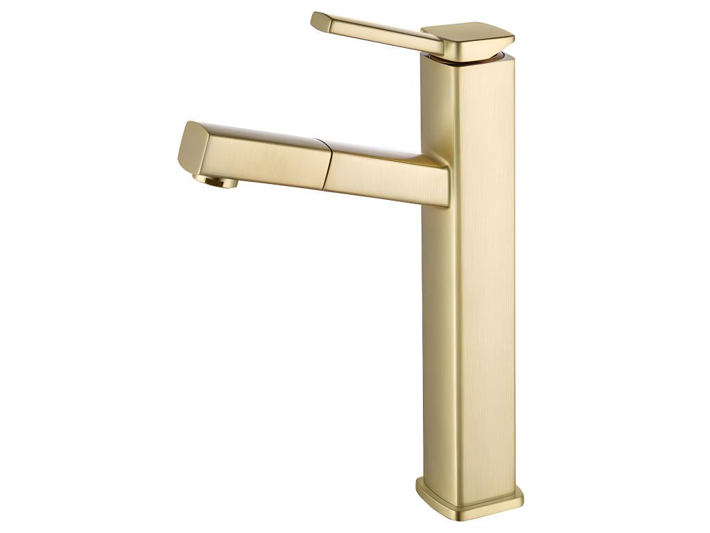 Basin mixer tap with pull-out spout, brushed gold - Nobellea BNHU70321