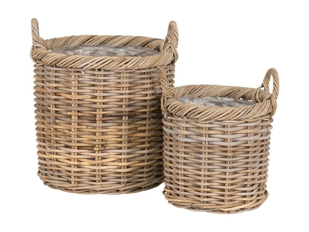 Nobellea - Set of 2 Rattan Baskets with Protective Cover and Handles UYDB37752