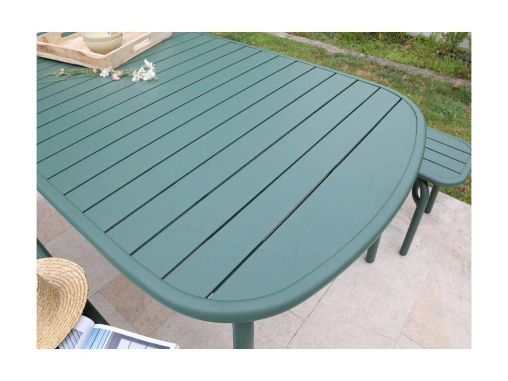 Nobellea AGXM52103 Aluminium Garden Table and 2 Benches Set