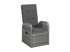 2pc Garden Reclining Chair and Cushions, Wicker Resin, Grey QQYK59647