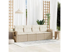 4-piece garden furniture set with cushions, beige woven resin KXYG07149