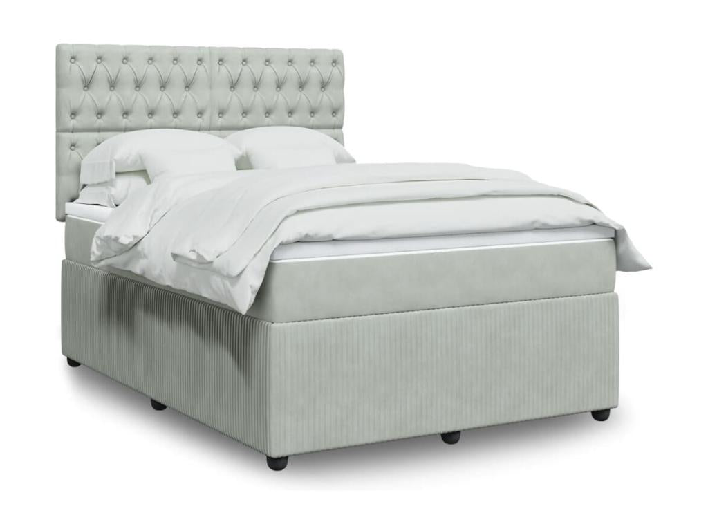 Dekonao bed base and mattress, light grey, 140x190cm, velvet, DINA22860