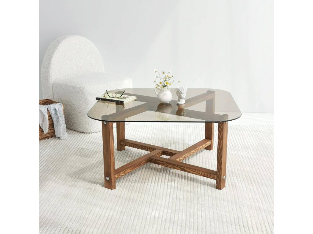 Boisona Coffee Table, Magazine Rack for Sofa, Living Room Shelf, 80x80x40 cm, Oak, JPXR22819