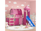 Children's loft bed with tower (mattress not included), pink, 80x200 cm, ZKJB18723