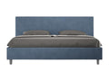 Bed with upholstered slatted base 180x190 blue microfiber Nobellea QVKV77925