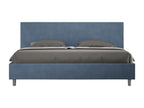 Bed with upholstered slatted base 180x190 blue microfiber Nobellea QVKV77925