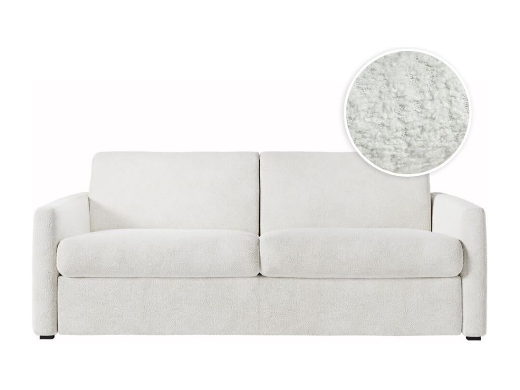 Dekonao Express Convertible Sofa 140x190cm in Bouclé Fabric - 13cm Thick Mattress - White HFUI21711