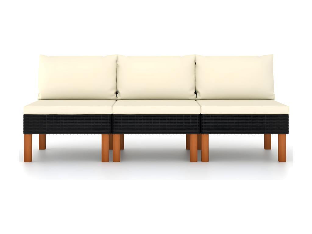 3-piece center sofa set, woven resin and eucalyptus wood HOWU32824