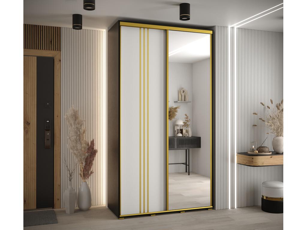 Dekonao 7 Sliding Door Wardrobe 235.2/140/45 2 Doors Black/White/Gold ISBA17261
