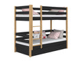 Wooden bunk bed - with drawer N01 Black / Natural Oak 120x200 AKLY53361