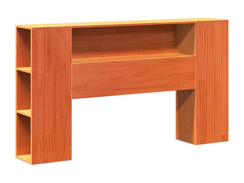 Bookshelf bed without mattress, brown wax finish, 120x200 cm, solid pine CXLI90993