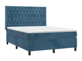Upholstered bed base with mattress and LED light, dark blue, 140x190 cm, velvet, MBXC12797