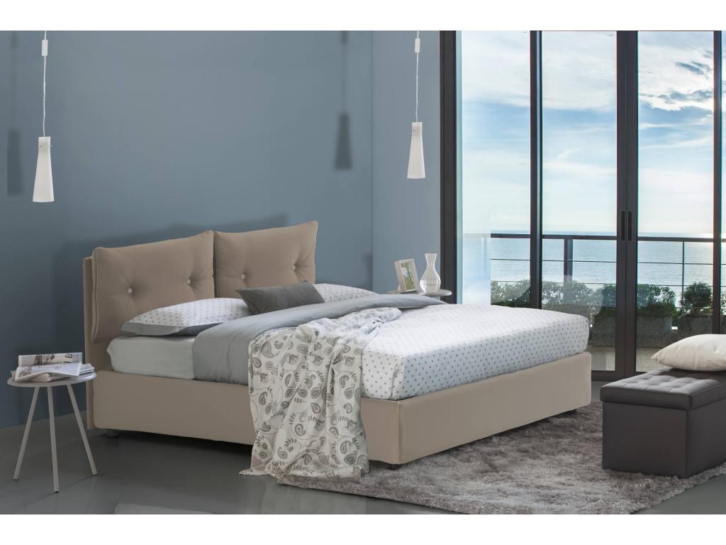 Boisona double bed with storage bed and eco-leather upholstery, Made in Italy, front opening, suitable for a 120x190 cm mattress, dove grey MXMI63895