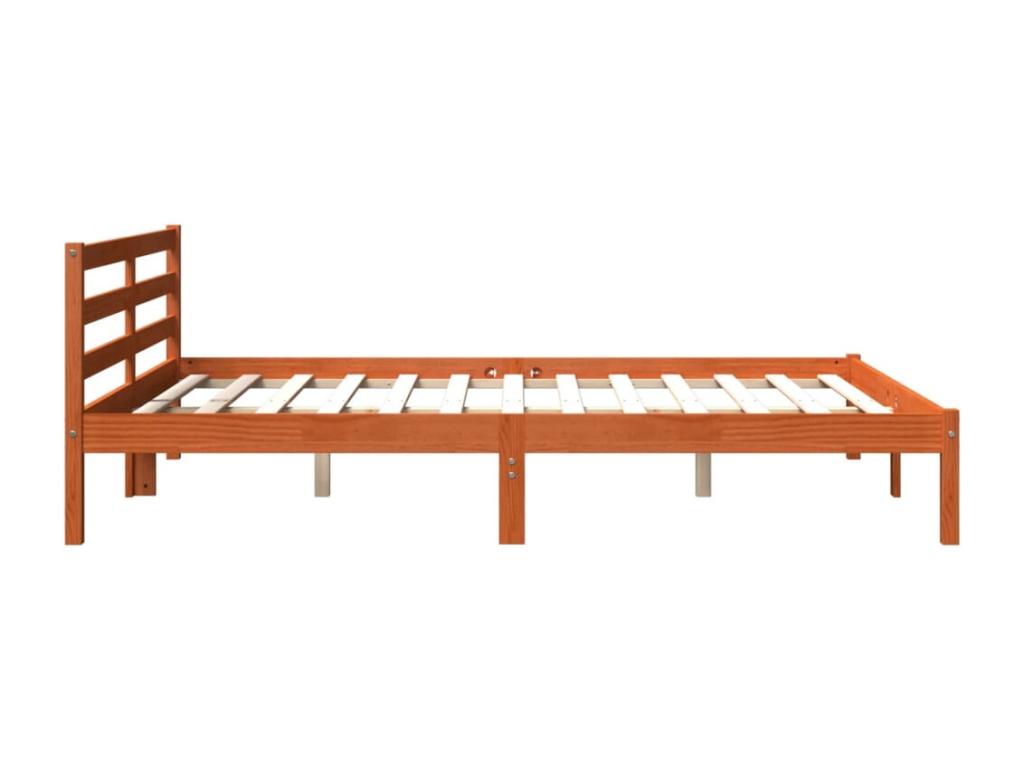 Bed frame without mattress, brown wax finish, 180x200cm, solid pine wood, OPPI07461