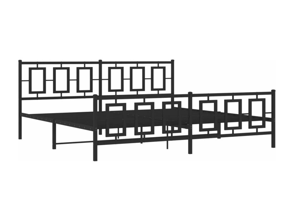 Metal bed frame with headboard and footboard, black, 193x203 cm, YEZS28101