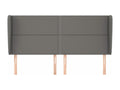 Headboard with wings, Grey, 203x23x118/128 cm, Faux Leather, RSHH42776