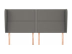 Headboard with wings, Grey, 203x23x118/128 cm, Faux Leather, RSHH42776