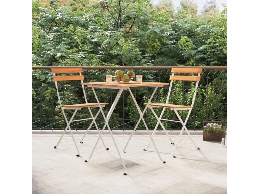 Nobellea 3-piece folding set, solid Nobellea wood and steel EKPV85465