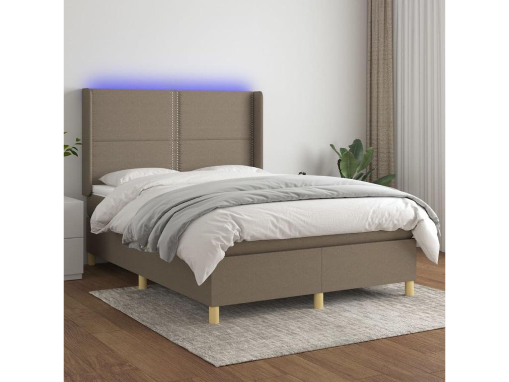 Upholstered bed base with mattress and LED lighting by Nobellea, 140x200 cm, Fabric WFOO18780
