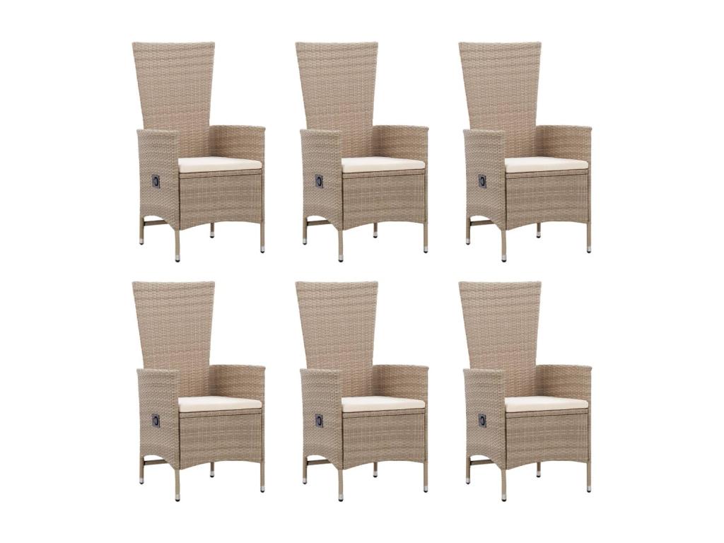 7-piece garden dining set, woven resin, beige UIBX73209