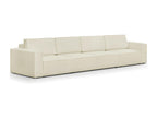Modular 7-seater convertible sofa with storage compartment in ecru bouclé fabric - Boisona WLCT79173