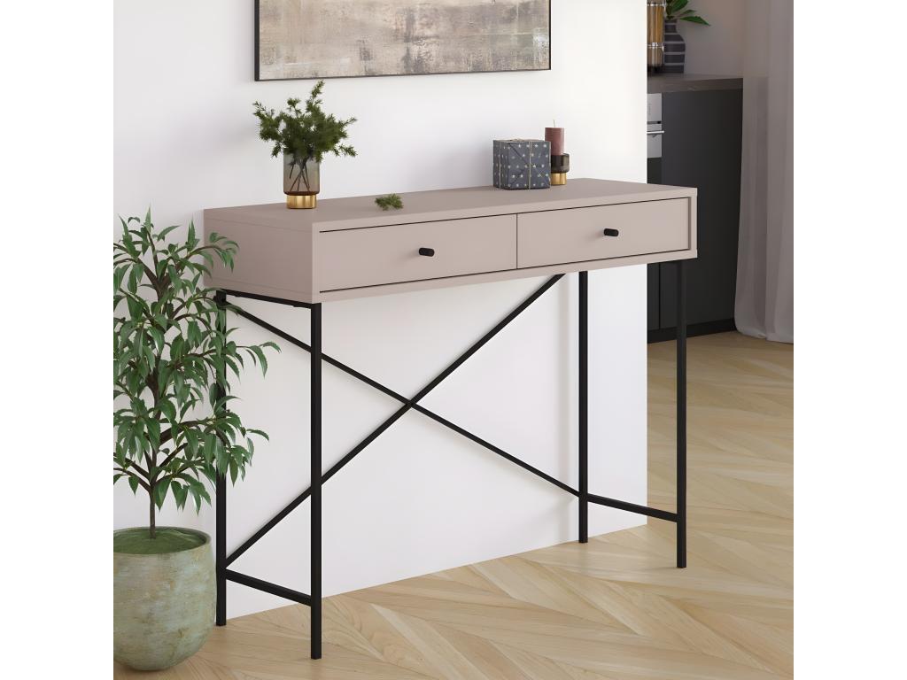 Nobellea 2-Drawer Console Table with Metal Legs, 110 cm Wide - Nobellea BQGT47108