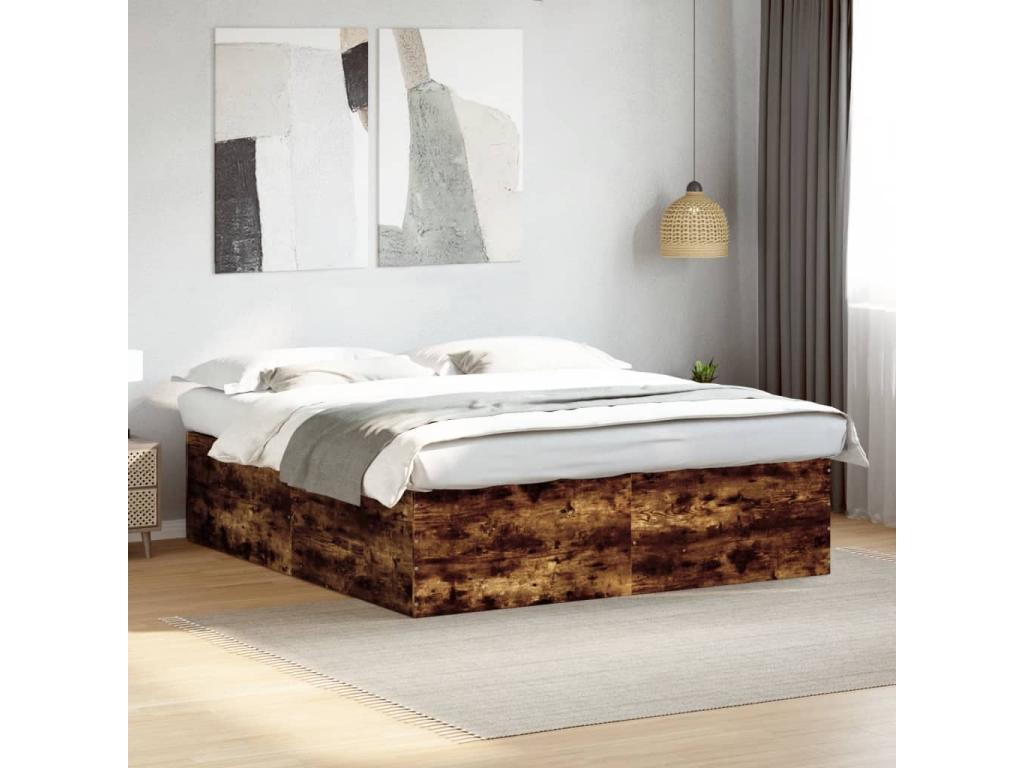 Smoked oak bed frame 180x200 cm engineered wood JPPC97009