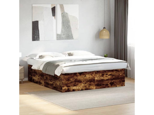 Smoked oak bed frame 180x200 cm engineered wood JPPC97009