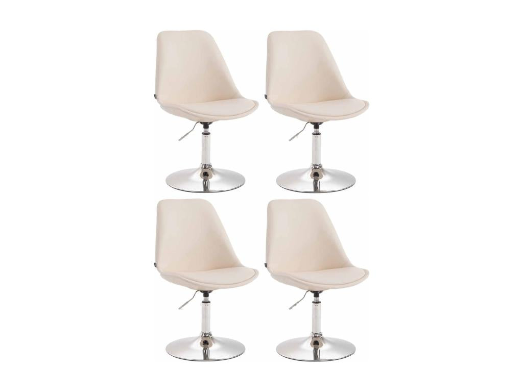 Set of 4 dining chairs - Faux leather / Metal - Cream - Nobellea NZUE08386