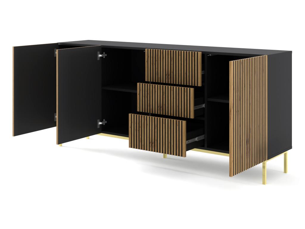 Nobellea Chest of Drawers 200x42x87 Black / Cream / Gold EZPC09167