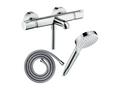 Nobellea thermostatic bath mixer pack, Nobellea 1.6m flexible hose, Nobellea chrome shower head FWTN91430