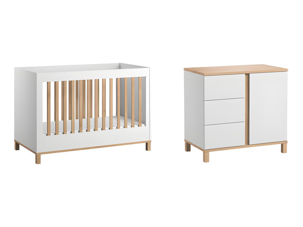 Dekonao White Baby Cot and Changing Table NJKI85700