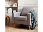 Scandinavian armchair in light grey fabric - Dekonao - Fixed 1-seater sofa with right-hand side and wooden legs TEVL56088