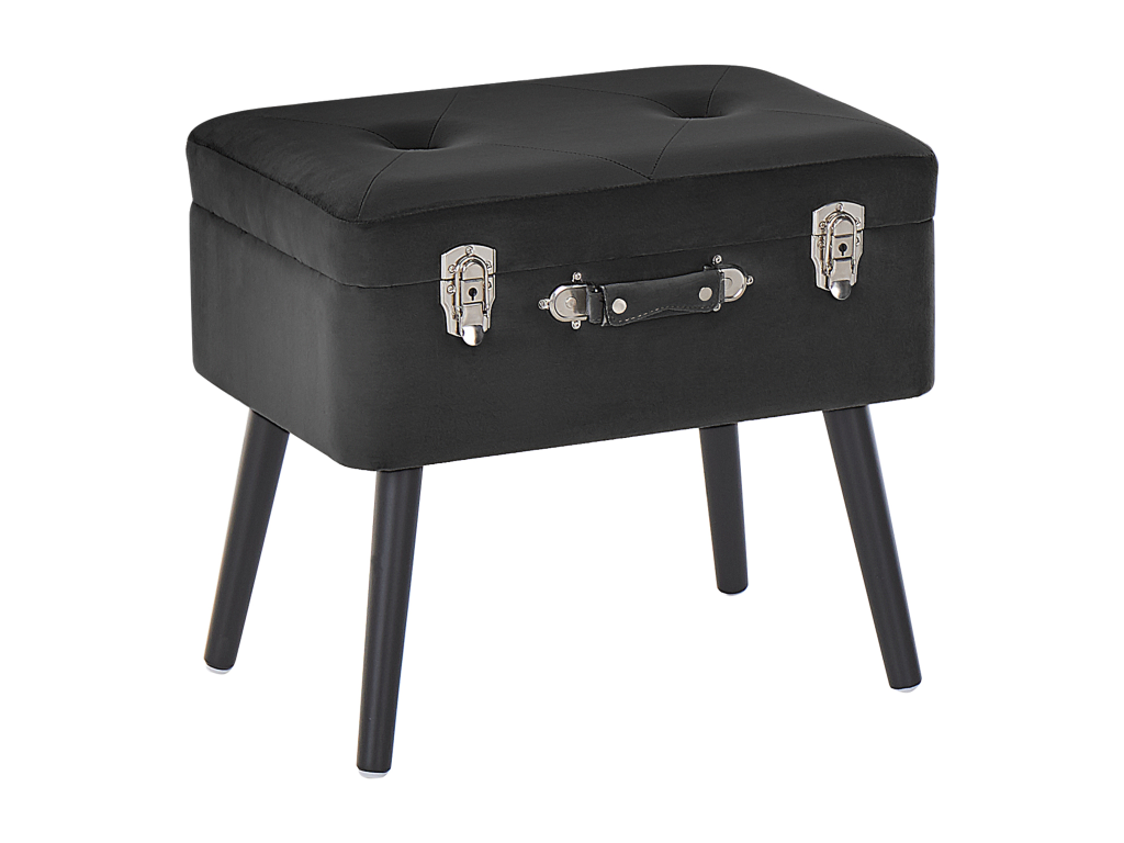 Boisona Black Velvet Storage Stool SOJX85425