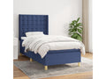 Upholstered bed base with mattress, blue, 80x200 cm, fabric PPSH43463