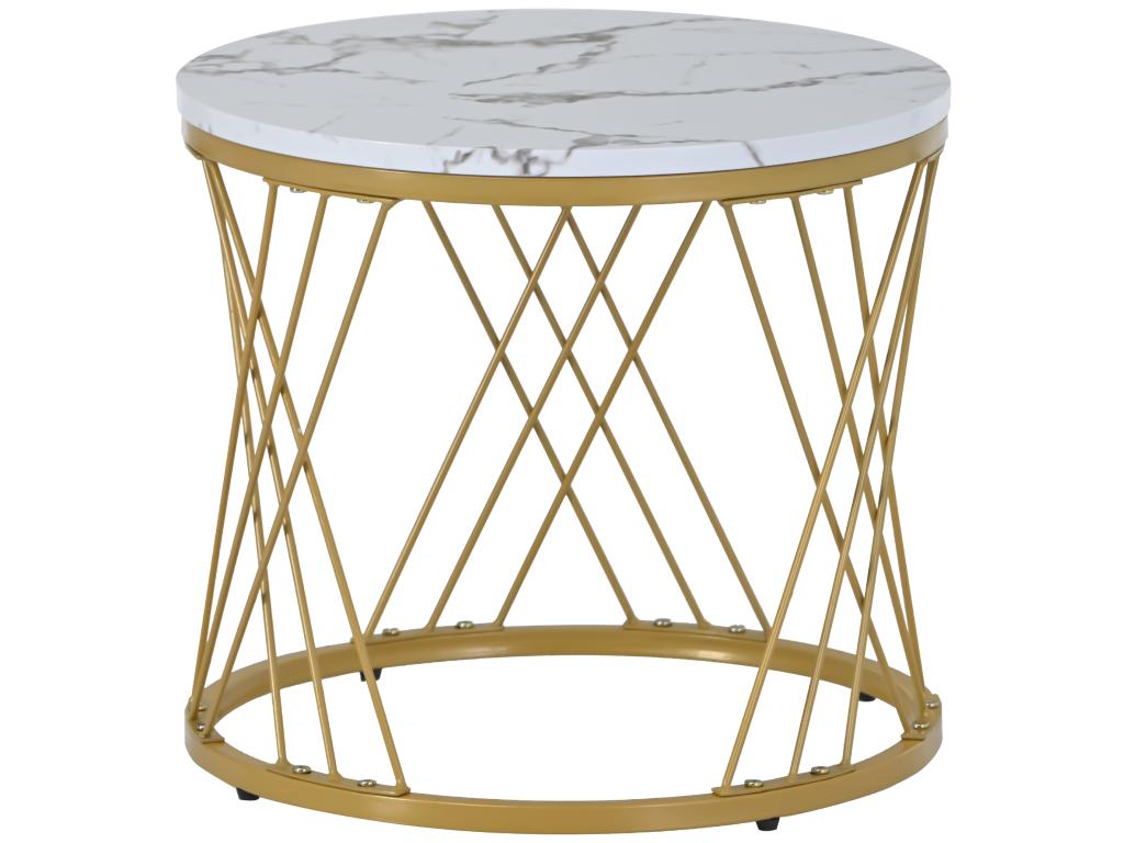 Set of 2 Scandinavian Nesting Tables - Marble Pattern Veneer - White / Black BYOT13730