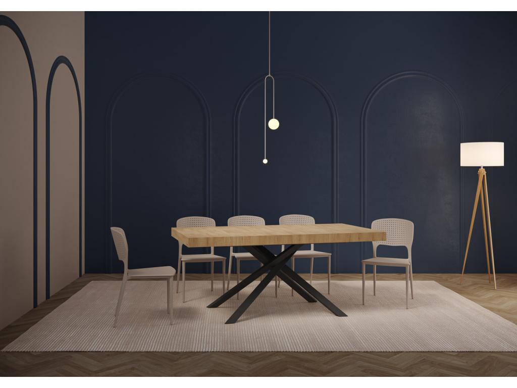 Karida extendable table 80x160/244 cm, natural oak with anthracite legs HGWX78079