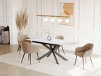 Nobellea Extendable Dining Table - Seats 6 to 8 - Ceramic/Tempered Glass - White Marble Effect by Nobellea CUXN80456